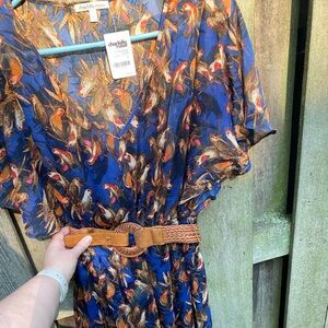 Charlotte Russe Blue Orange Bird Dress